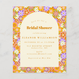 Convite para Chá de panela Floral Laranja de Vinta