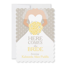 Convite para chá de panela gráfico de buquê amarel