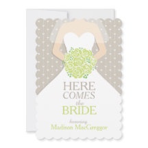 Convite para chá de panela gráfico de buquê verde-