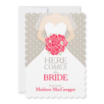 Convite para chá de panela gráfico de buquê vermel