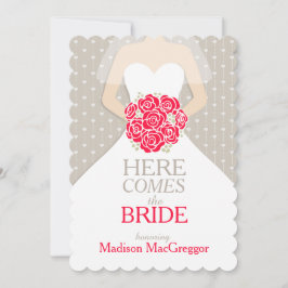 Convite para chá de panela gráfico de buquê vermel