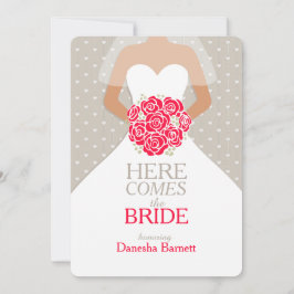 Convite para chá de panela gráfico de buquê vermel