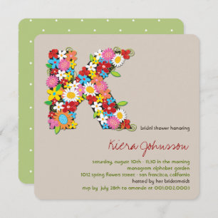 Convite para Chá de panela Monograma K das Flores