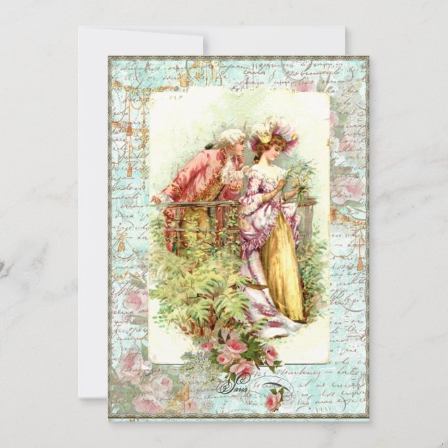 Convite para Chá de panela Romântico em francês (Frente)