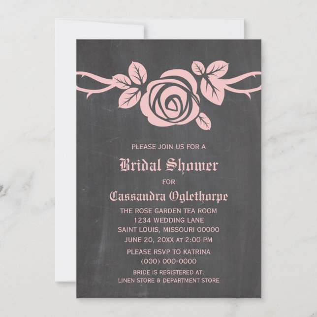 Convite para Chá de panela Rosa Rosa Rosa Rosa Ros (Frente)