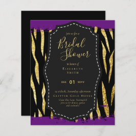 Convite para Chá de panela Roxo Dourado do Glam de