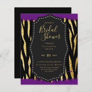 Convite para Chá de panela Roxo Dourado do Glam de