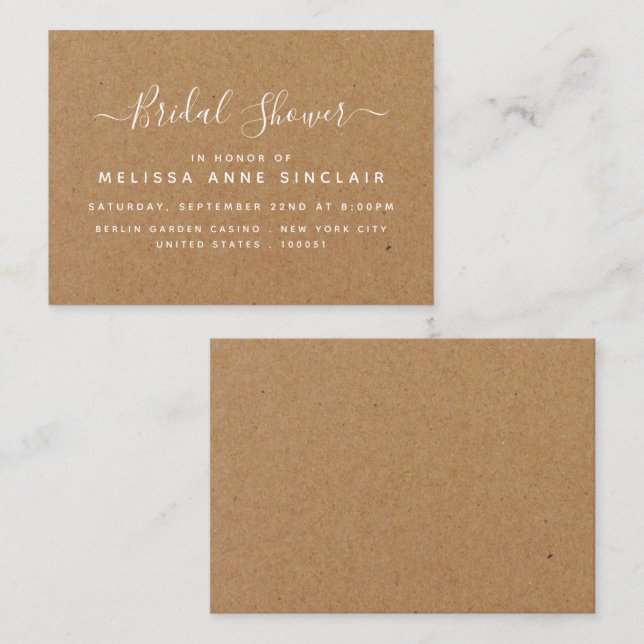 Convite para Chá de panela Rustic Country Kraft (Frente/Verso)