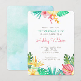 Convite para Chá de panela Tropical Floral de Aqua