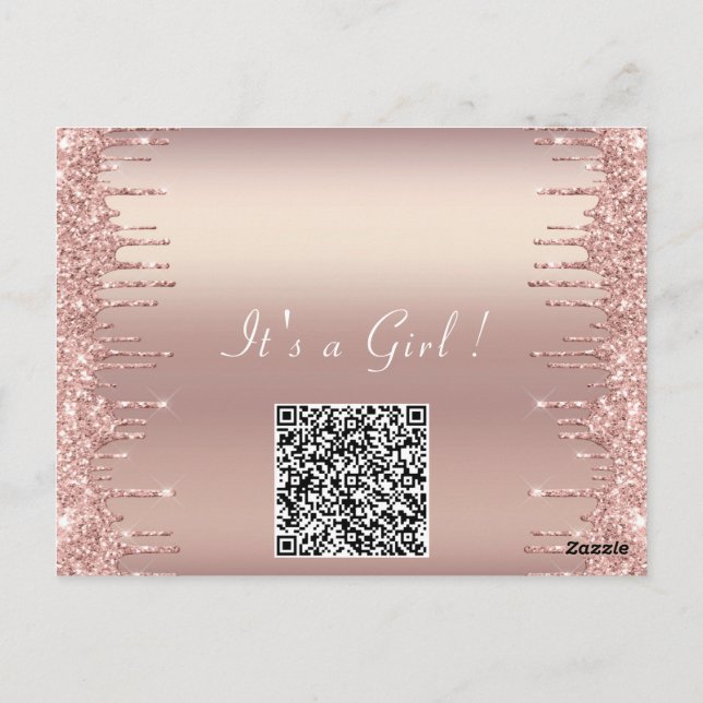 Convite para Chá de Rosa de Código QR Dourado Blus (Verso)