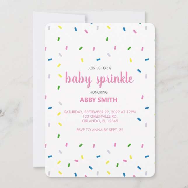 Convite para Chá de Sprinkle de Bebê Personalizado (Frente)