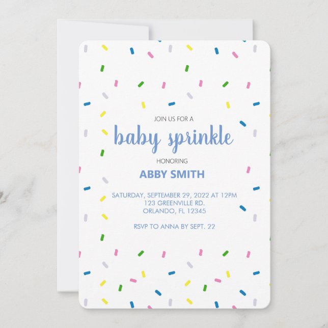 Convite para Chá de Sprinkle de Bebê Personalizado (Frente)