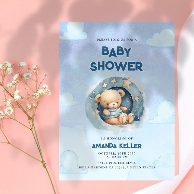 Convite para Chá de Urso do Céu Azul Noite (Criador carregado)