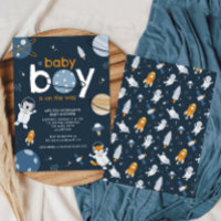 Convite para Chá do Baby Boy do Espaço Exterior