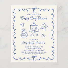 Convite para Chá do Baby Boy Wavy Frame Frame de O