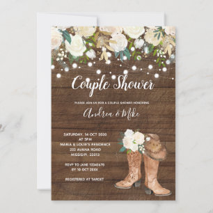 Convite para Chá do Casal Country Western Boots