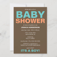Convite para Chá do Modern Baby Boy - Brown/Teal