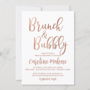 Convite para Chá Dourado de Brunch e Bubble