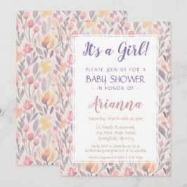 Convite para Chá Floral Baby Girl