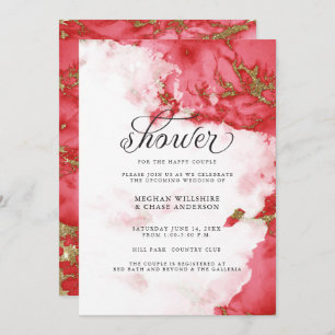 Convite para chá   Geodo de Aquarela Coral Moderno