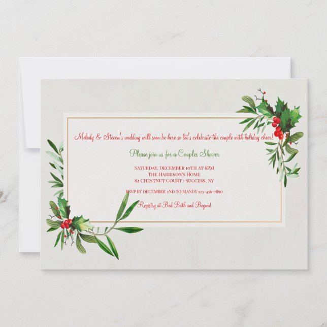 Convite para Chá Holly Frame (Frente)