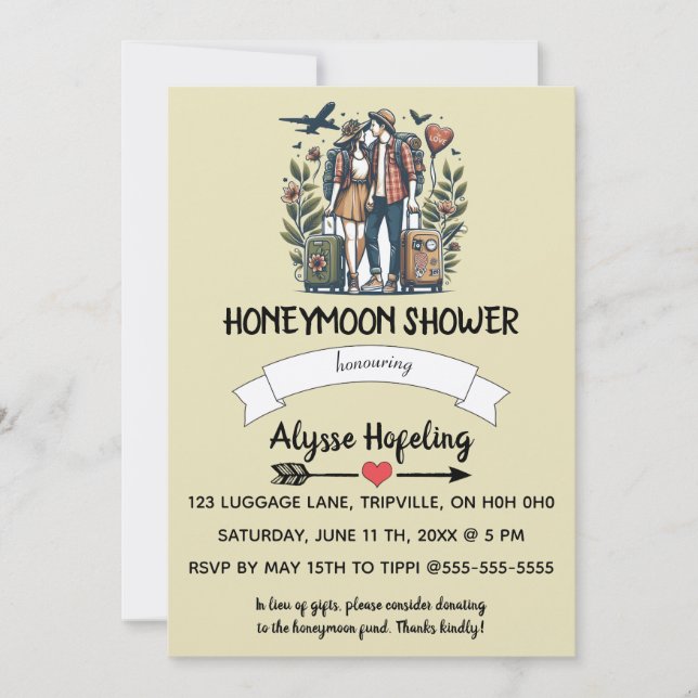 Convite para Chá Romântico em Lua de Honra Editáve (Frente)