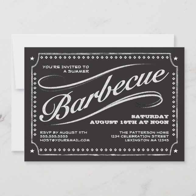 Convite para Chalkboard Summer Barbecue (Frente)