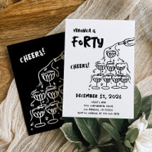 Convite para Champanhe Desenhado à Mão aniversário