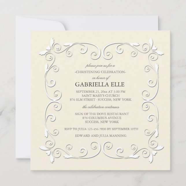 Convite para Charm e Grace Christening (Frente)