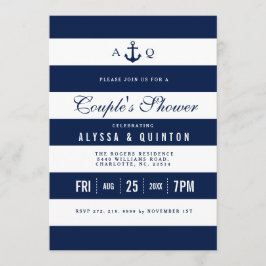 Convite para Chás Casais de Tema Náutico Negrito