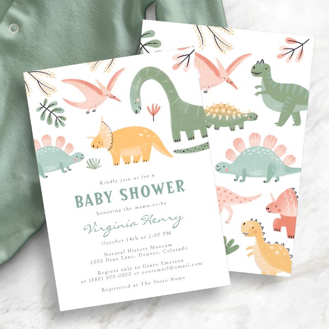 Convite para Chás de Bebê do Dino (Dinosaur Baby Shower Invitation
)