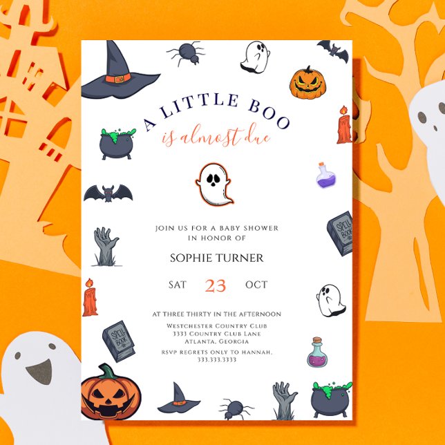 Convite para Chás de Bebê do Pequeno Boo no Hallow (Criador carregado)
