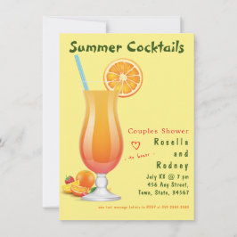 Convite para Chás de Casais de Cocktails de Verão