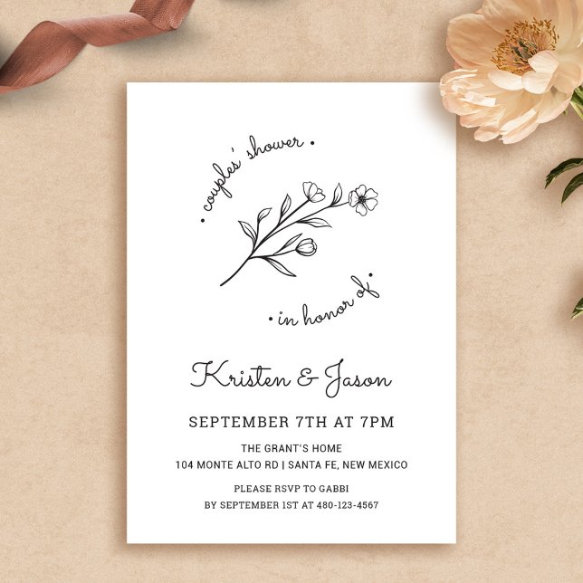 Convite para Chás de Casais de flor selvagem (Wildflower Couples Shower Invitation by Fiesta Valley Print)