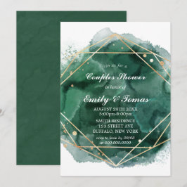 Convite para Chás de Casais Dourados Verde