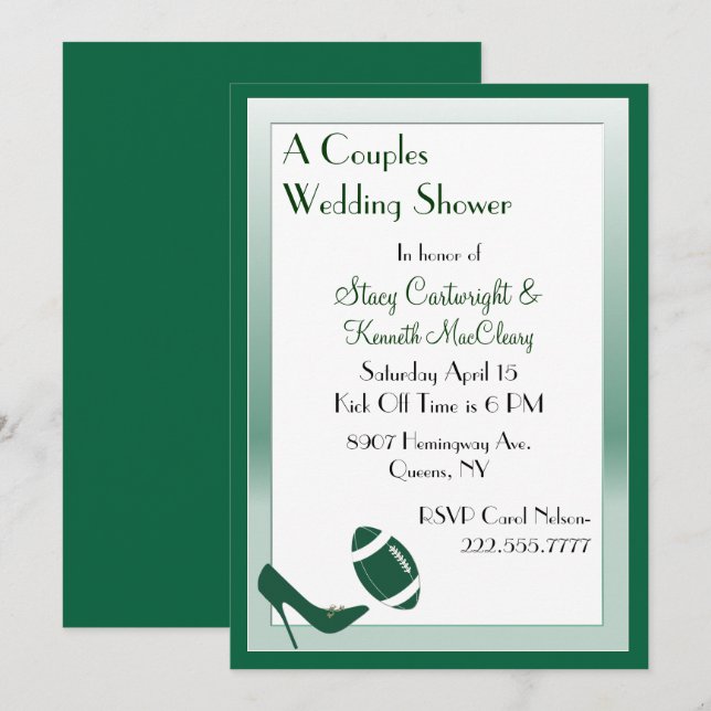 Convite para Chás de casamento de Casais de futebo (Frente/Verso)