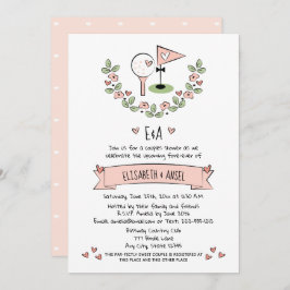 Convite para Chás de Casamento de Golfe Rosa bonit