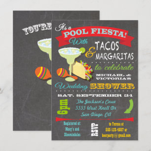 Convite para Chás de casamento de Piscina Tacos e