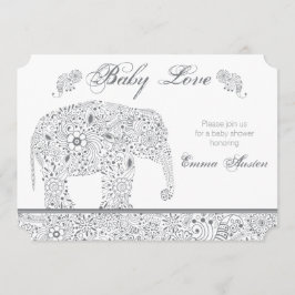 Convite para Chás de Elefante para Bebês de Cinzas