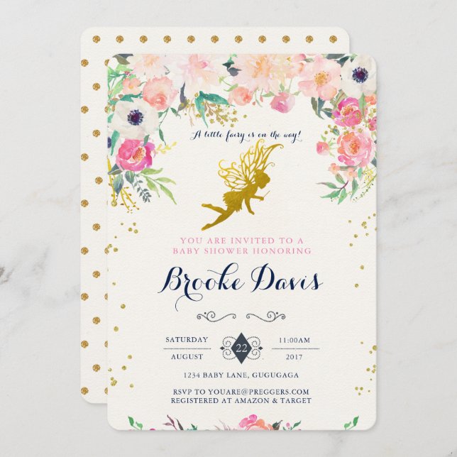 Convite para Chás de fraldas (Frente/Verso)