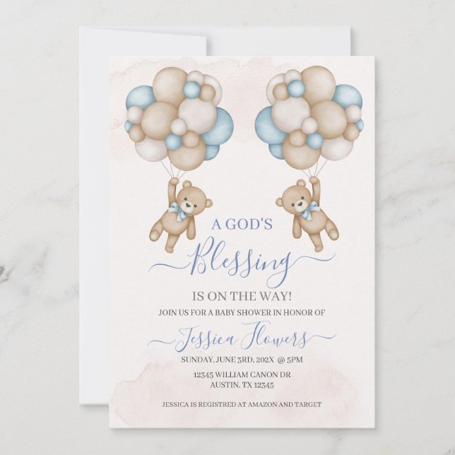 Convite para chás de fraldas (Frente)