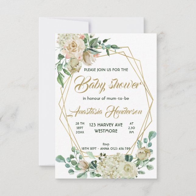 Convite para chás de fraldas (Frente)