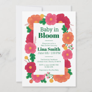 Convite para Chás de fraldas Bold Blooms