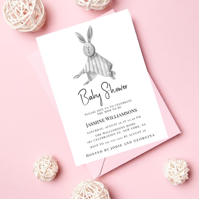 Convite para chás de fraldas brancos e negros mode (Criador carregado)