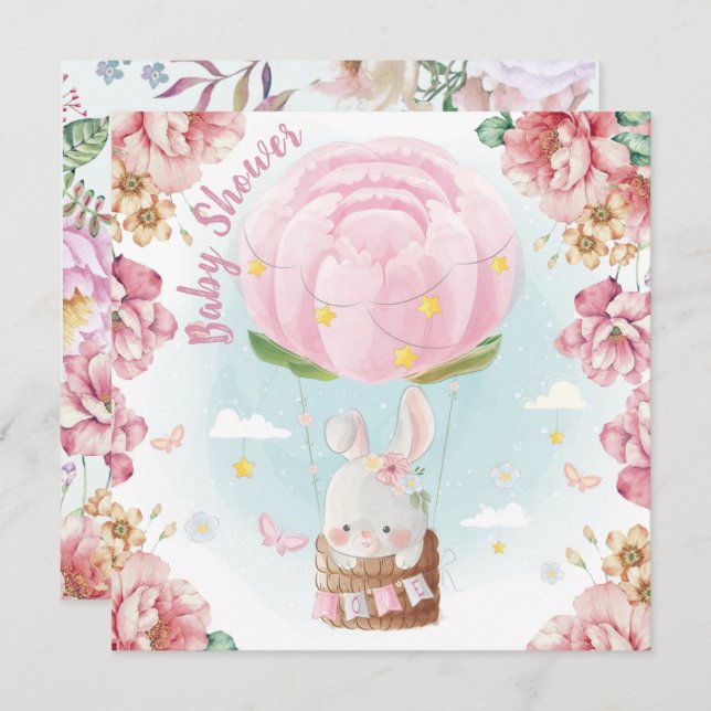 Convite para Chás de fraldas Bunny (Frente/Verso)