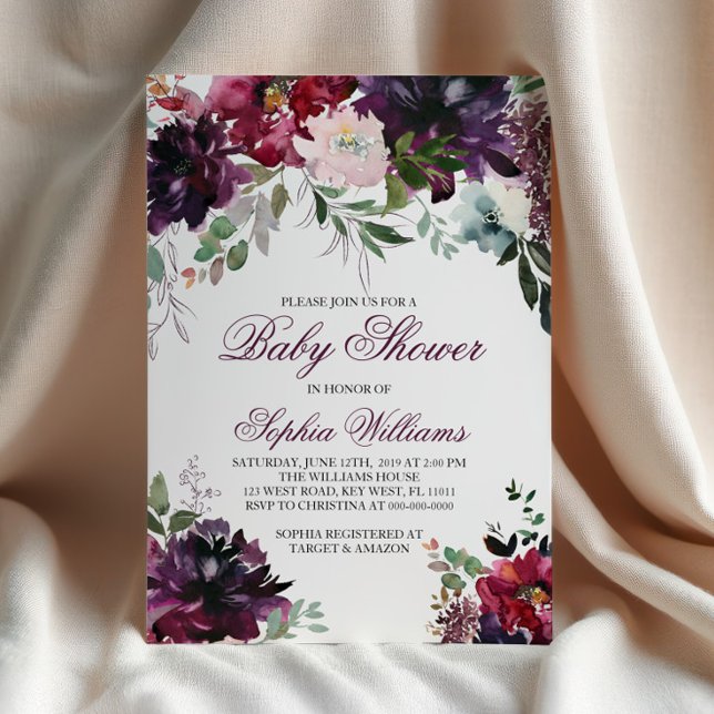 Convite para Chás de fraldas Burgundy (Criador carregado)