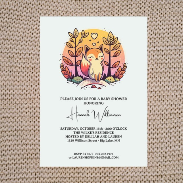 Convite para Chás de fraldas Coloridos de Raposa C (Criador carregado)