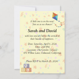 Convite para Chás de fraldas com pipa e cubos