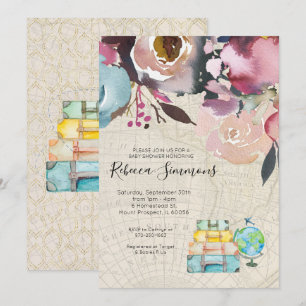 Convite para Chás de fraldas com tema de viagem