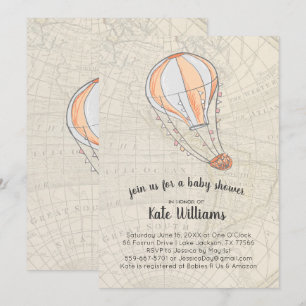 Convite para Chás de fraldas com tema de viagem